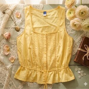 Old Navy Yellow Sleeveless Button-Front Top